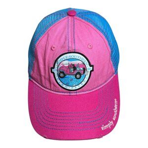 Simply Southern Dawn Patrol Distressed Beach Snapback Hat Pink Blue Women